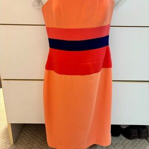 BCBG MaxAzria Reesie Orange/Nectar Colorblock Strapless Dress Size 4